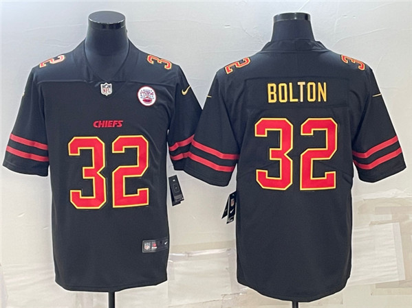 Men’s Kansas City Chiefs #32 Nick Bolton Black Red Gold Vapor Untouchable Limited Stitched Jersey